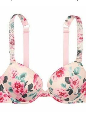 NWT Victorias Secret satin shine floral push up bra